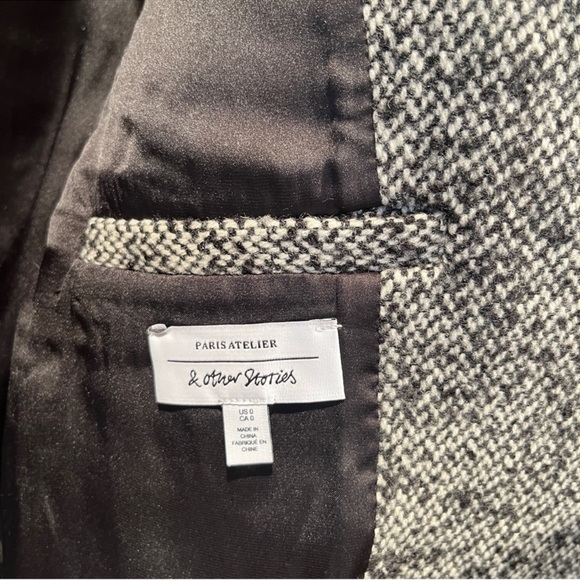 & OTHER STORIES Oversized Blazer Relaxed Double Breasted Jacket Tweed Gray 0 - Picture 14 of 14